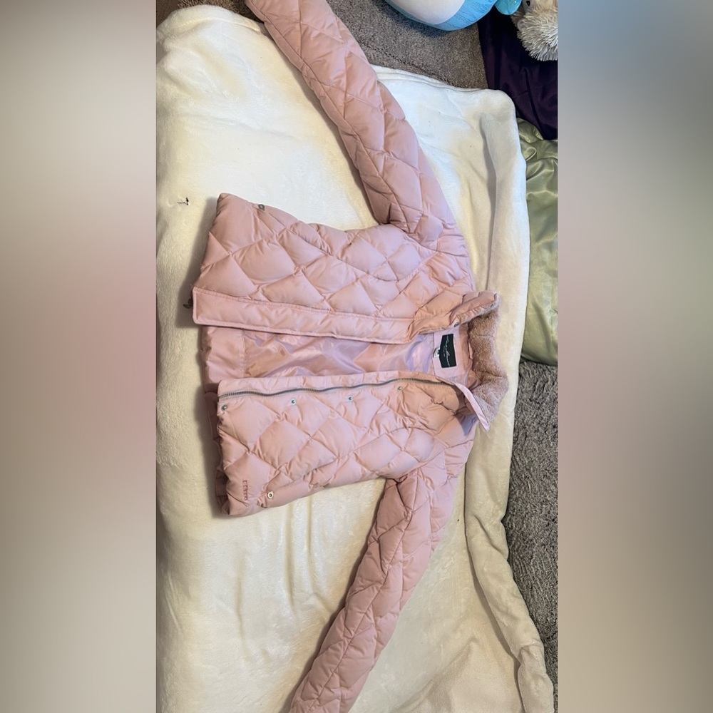 Pink Eddie Bauer goose down jacket size medium tall - EB 650 fill power